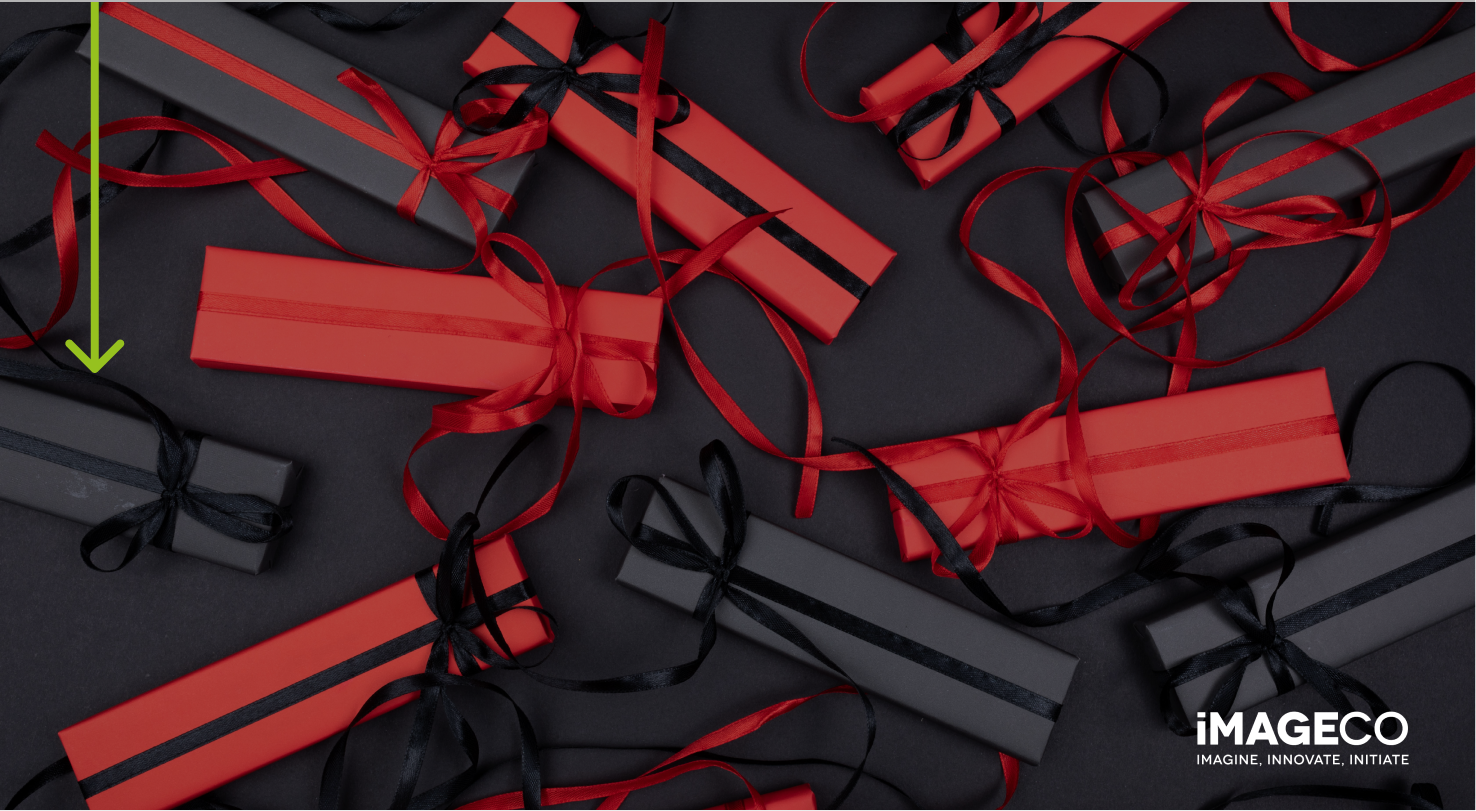 Picture of black and red present boxes