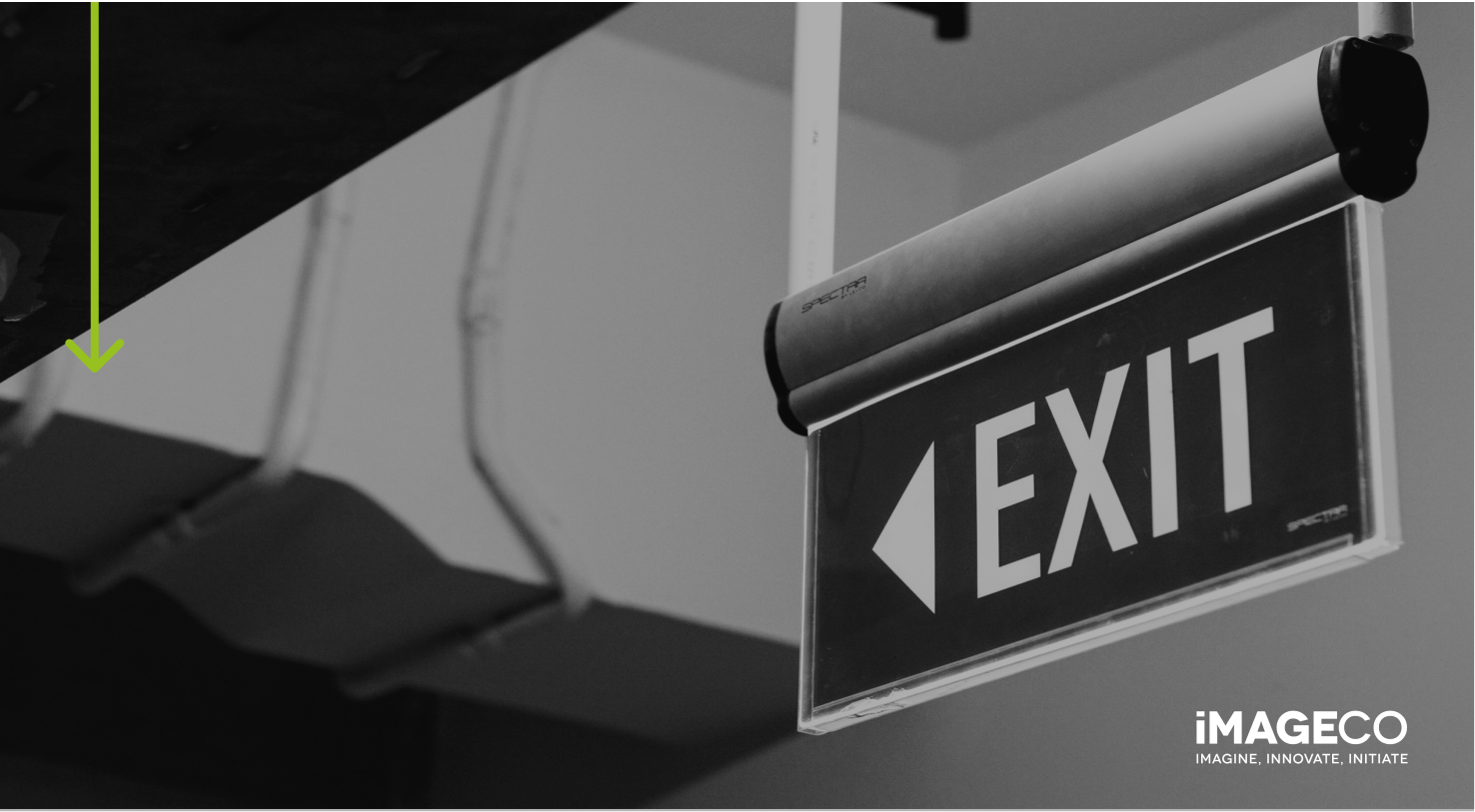 Picture of a exit sign in black and white