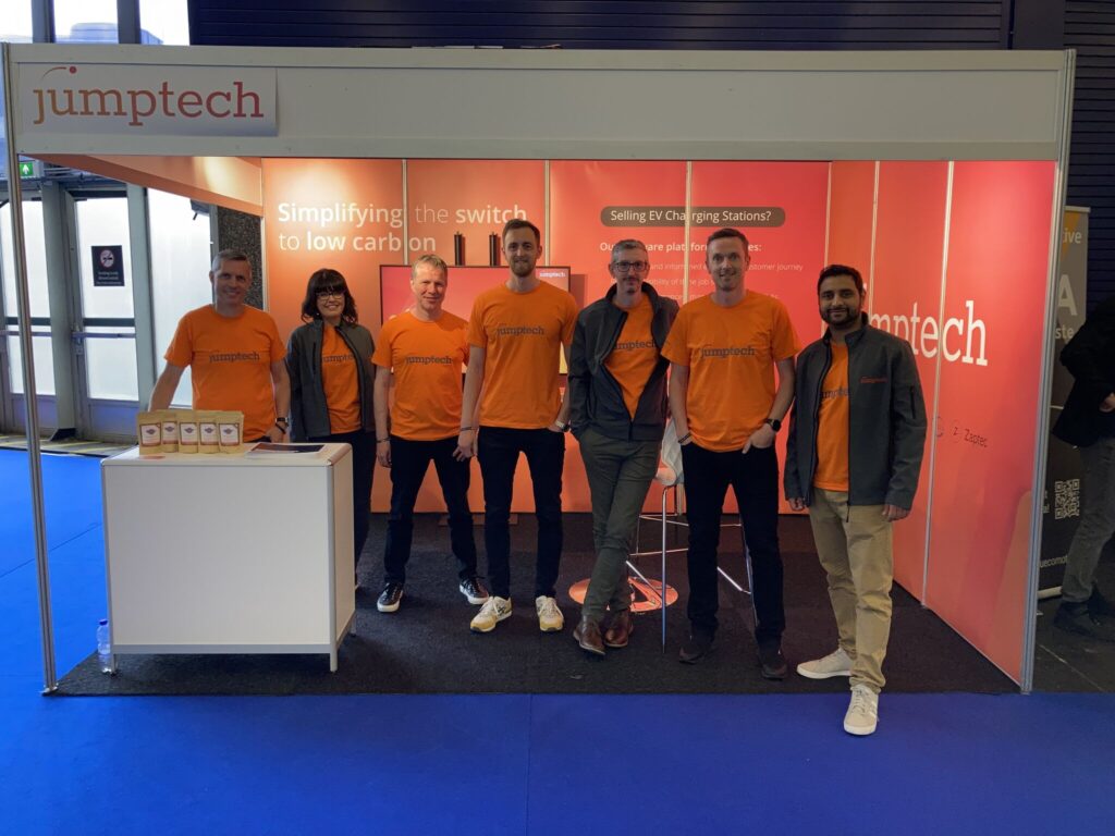 The Jumptech Team with their exhibition stand at Fully Charged Live.